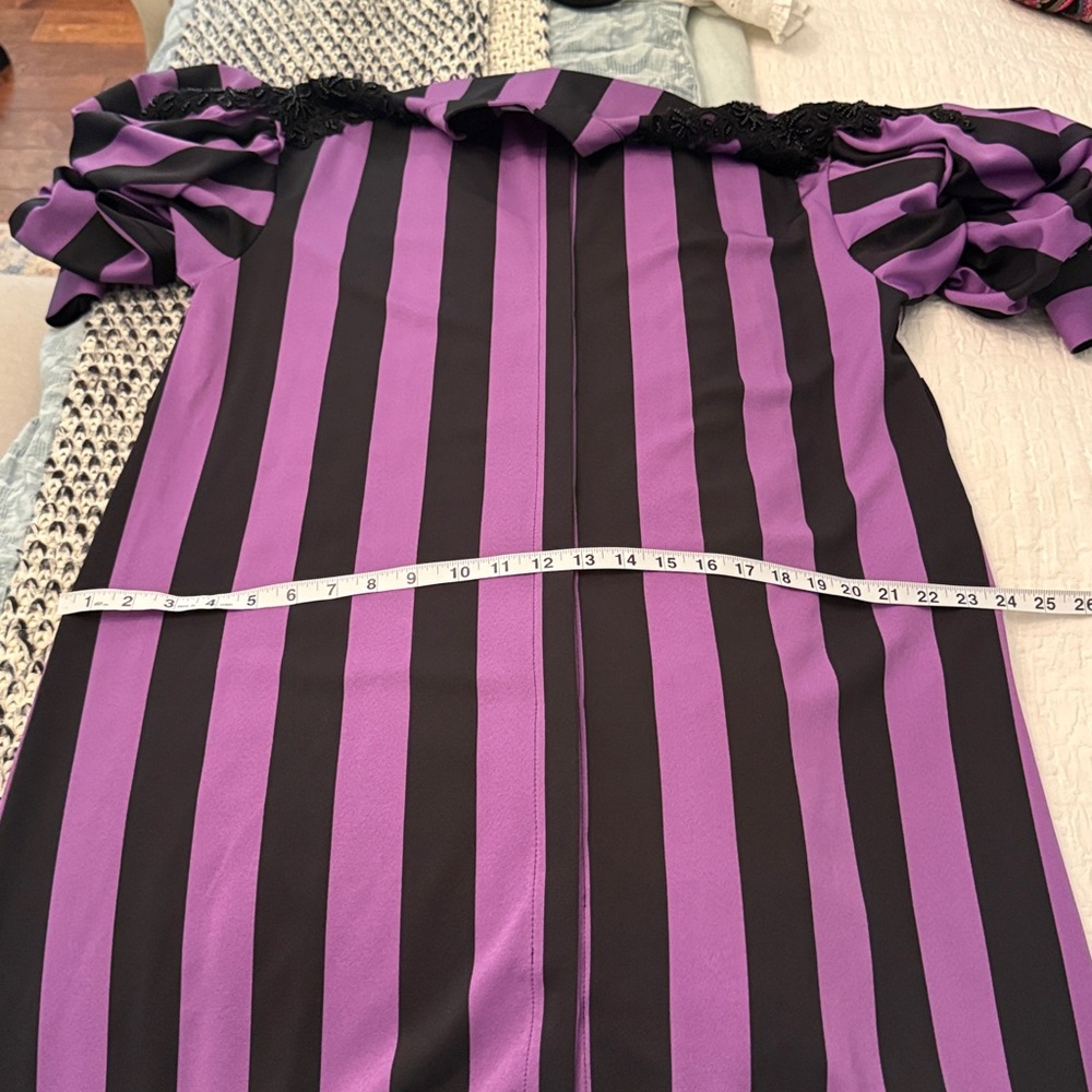 Striped Purple & Black Maxi Dress with Ruffle Hem - Picture 9 of 9